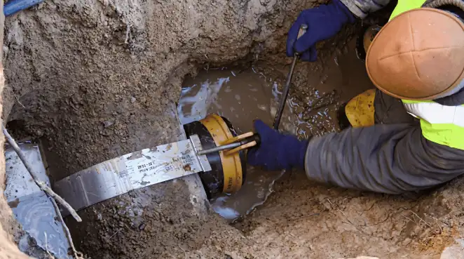 Technician performing underground drainage repair for foundation protection and gutter systems in Columbus, GA